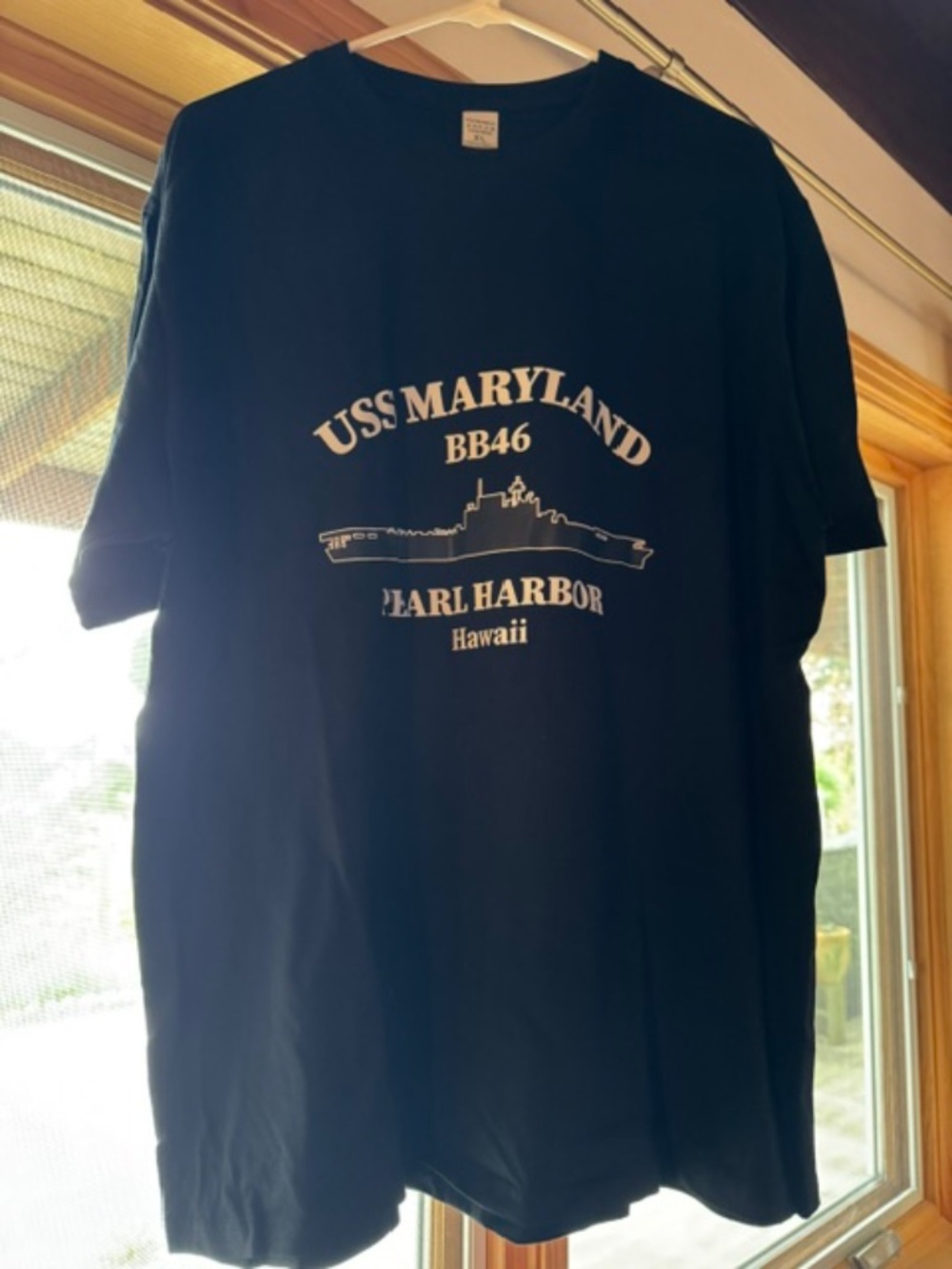 New Tee shirt  black with USS Maryland BB46 Pearl Harbor  Hawaii   XL